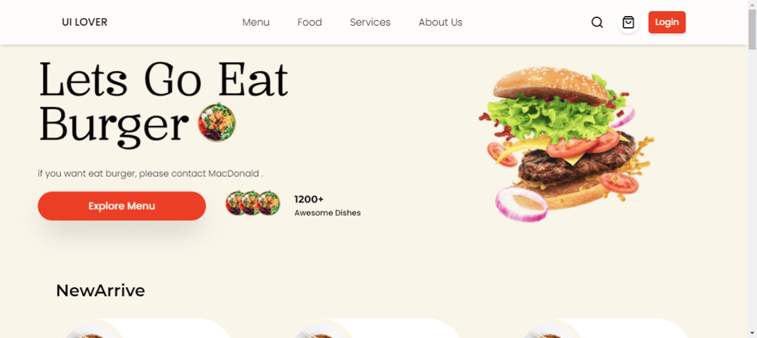 Burger App (landing Page) preview