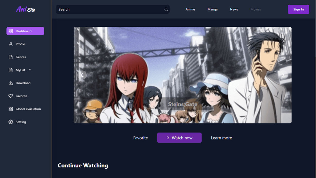 AniSite preview